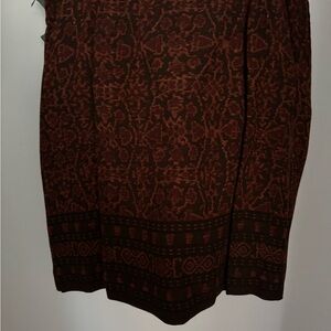 Jones New York Dark Brown Patterned Wrap Skirt